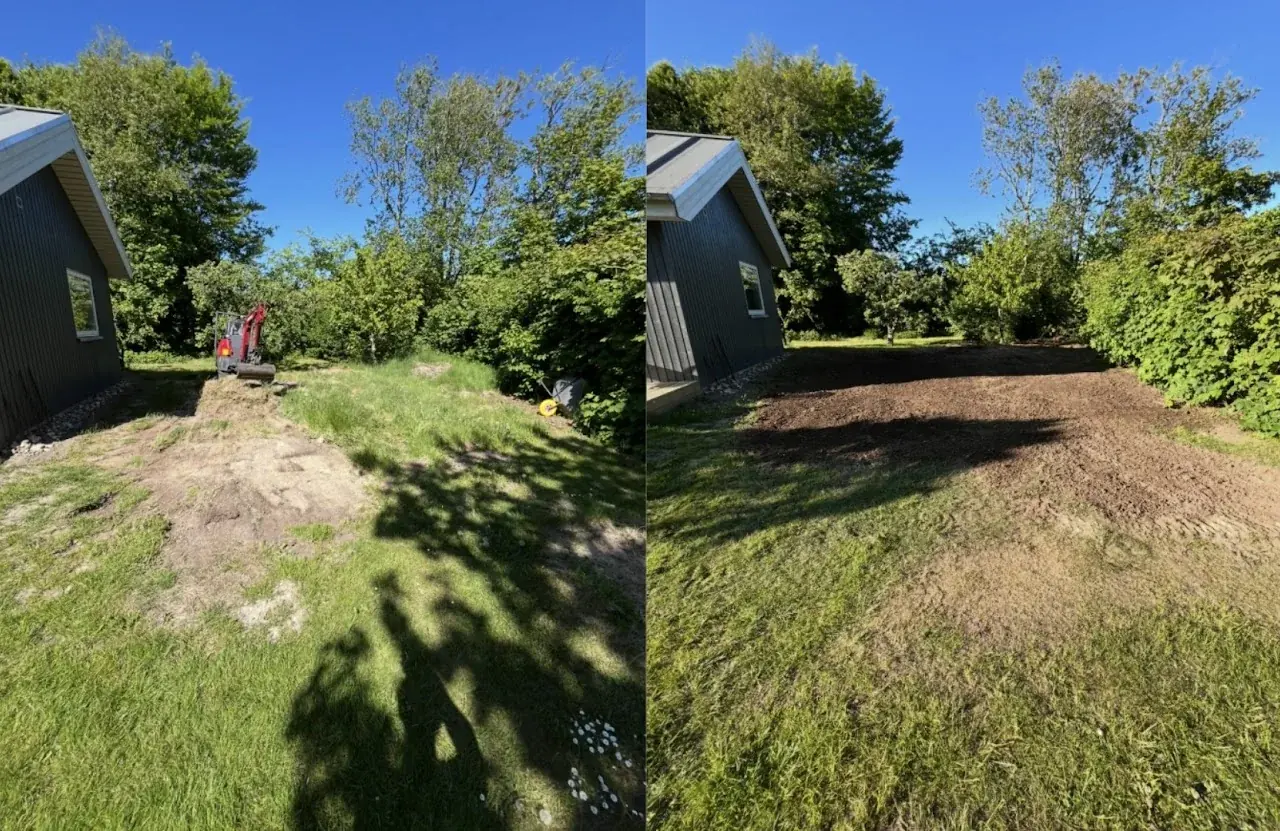 Havearealet undervejs og efter klargøring.
